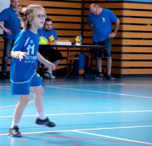 Lors du tournoi des écoles de hand.